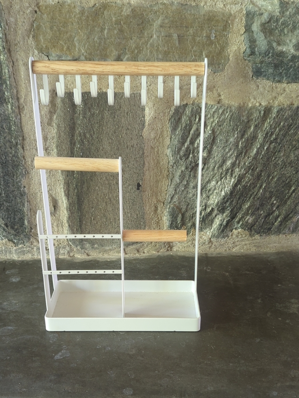 White & Wood Jewelry Organizer Stand - Home Storage & Organization